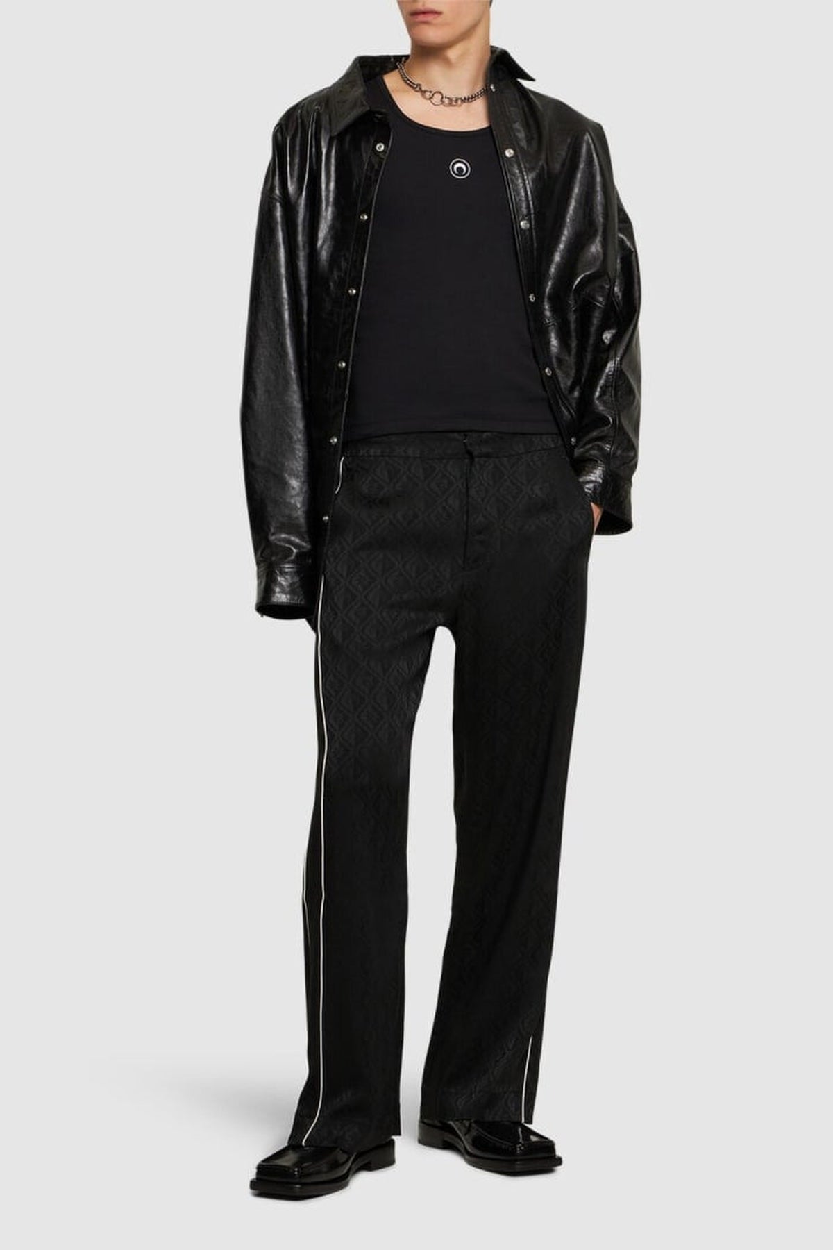 Pantalon fluide en jacquard - Black