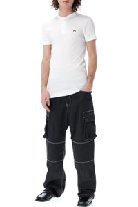 Chemise henley boutonnée en coton - White