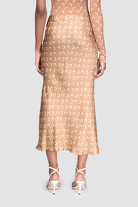 Jupe midi Moon en satin - Dark Camel