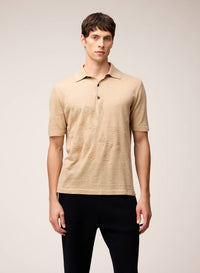 SAND KNIT POLO WITH JACQUARD DETAIL