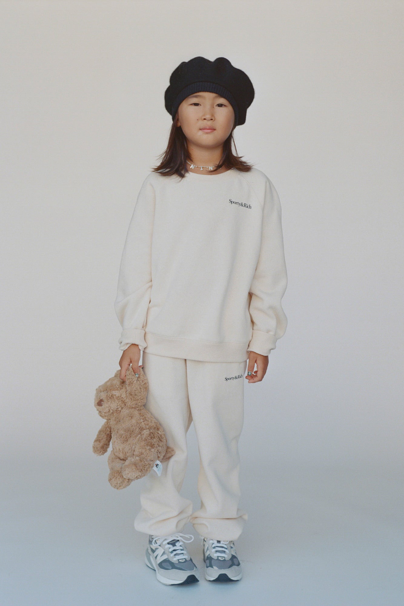 Pantalon de survêtement pour enfant Serif Logo - Crème/Bleu marine