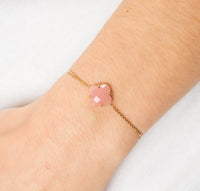 Victoria Bracelet in Yellow Gold & Quartz - Pink