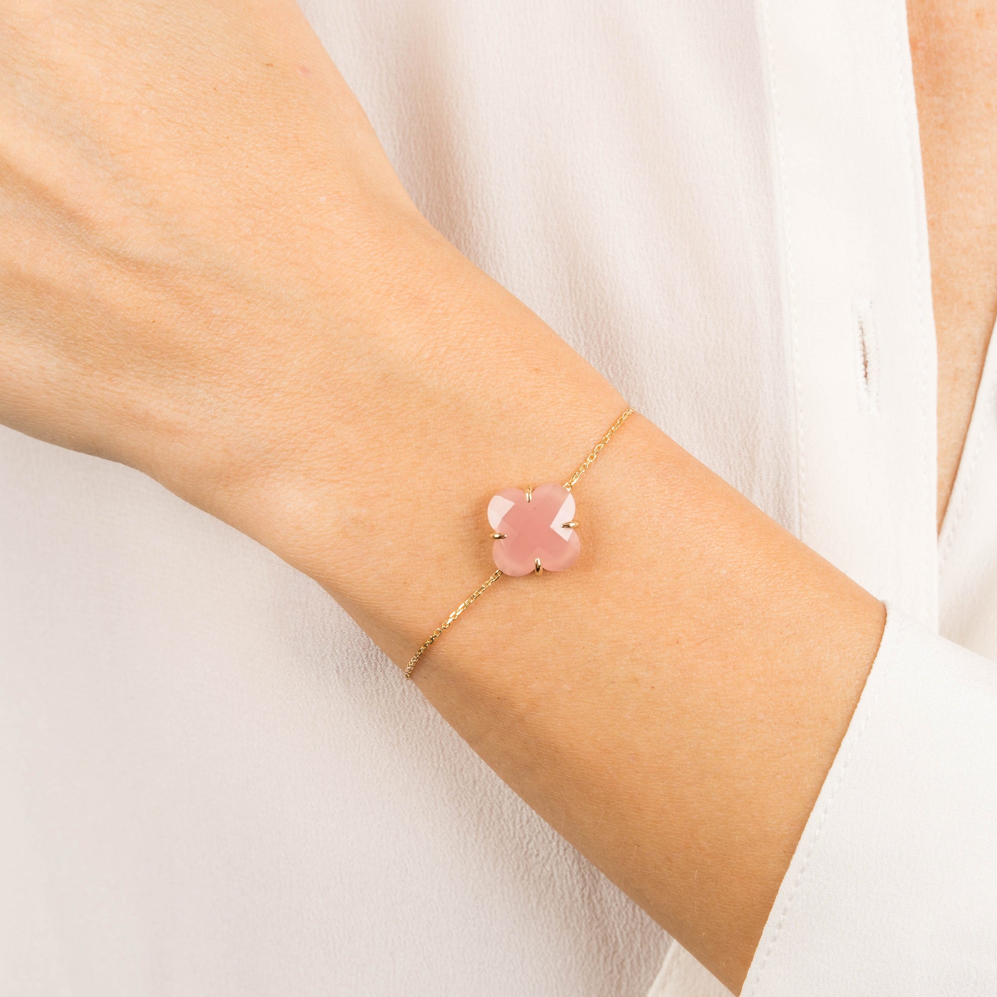 Victoria Bracelet in Yellow Gold & Quartz - Pink