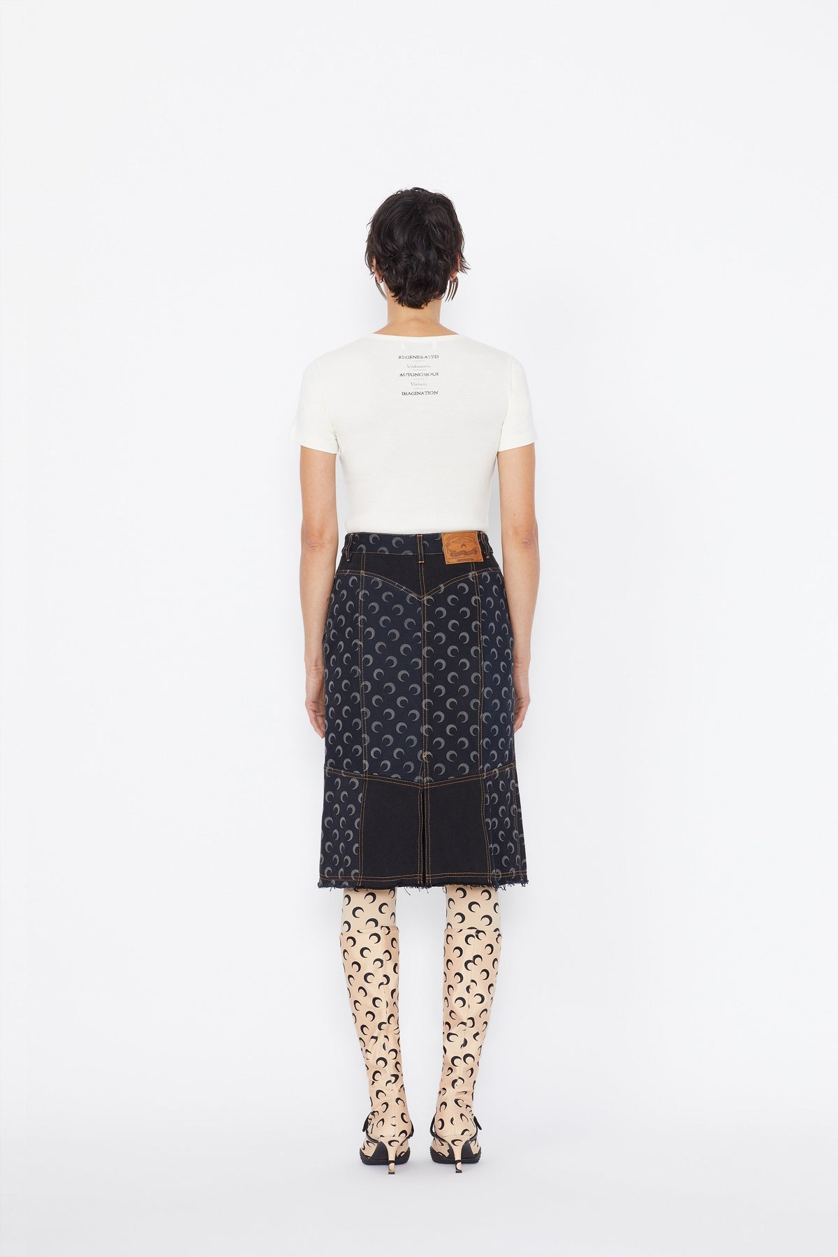 Jupe boutonnée en denim Moon - All Over Moon Black
