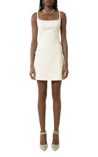 Short cut-out dress with rhinestone embellishments - White