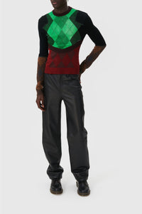 Pantalon ajusté en cuir deadstock embossé - Black