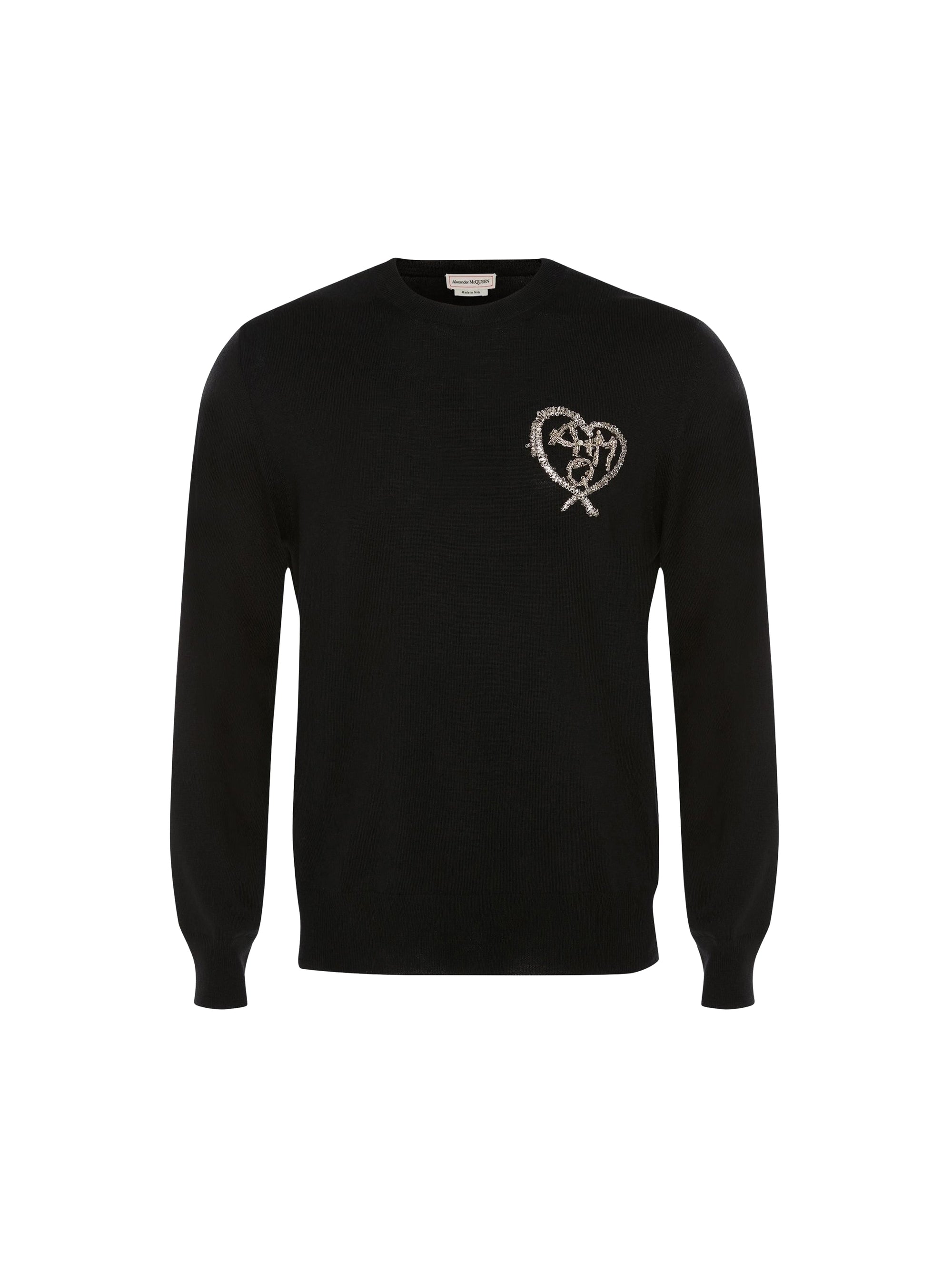 Pull à col rond en laine - Black Silver