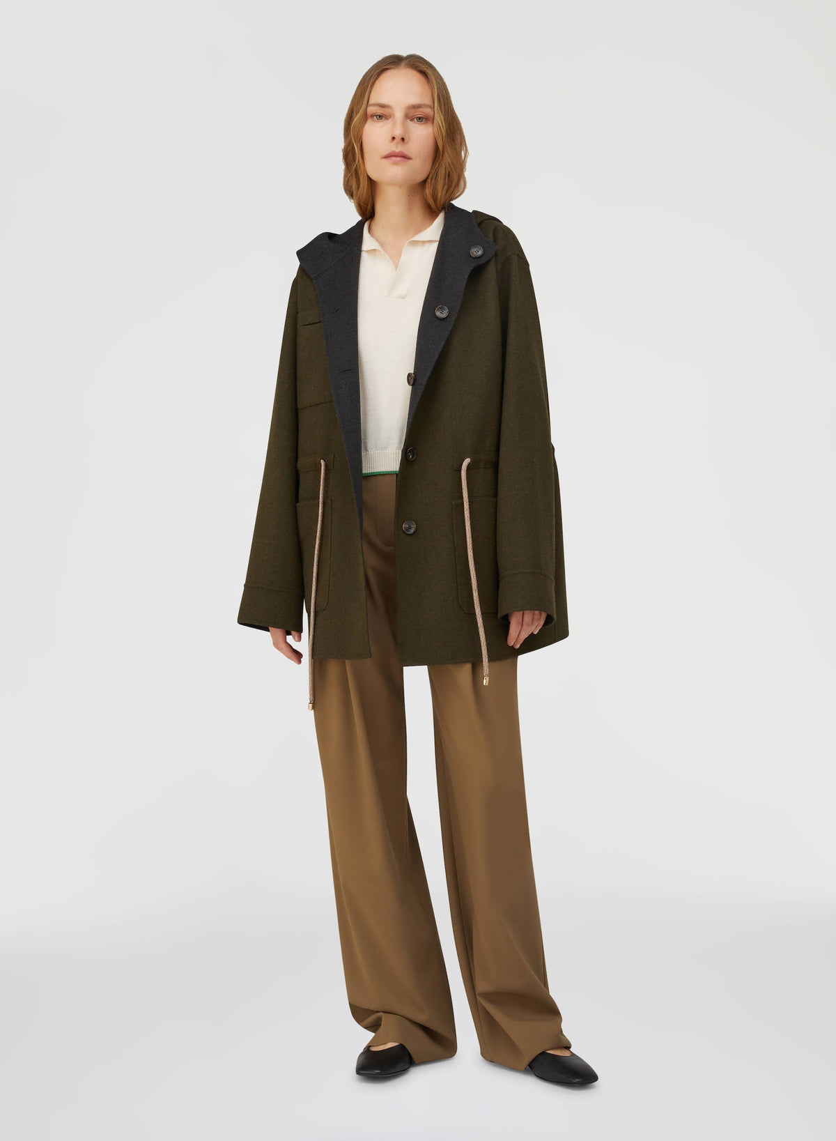 ANTHRACITE AND MUSK ROPE REVERSIBLE PARKA