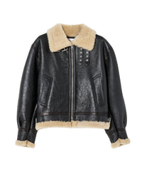 Leather aviator jacket - Black Leather