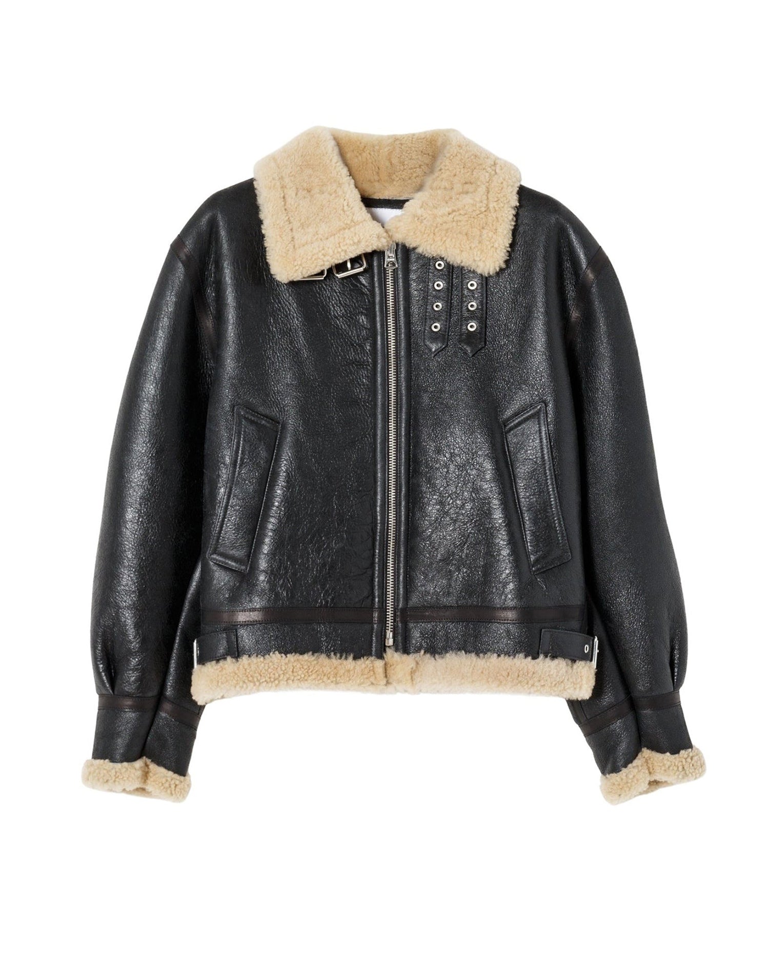 Leather aviator jacket - Black Leather