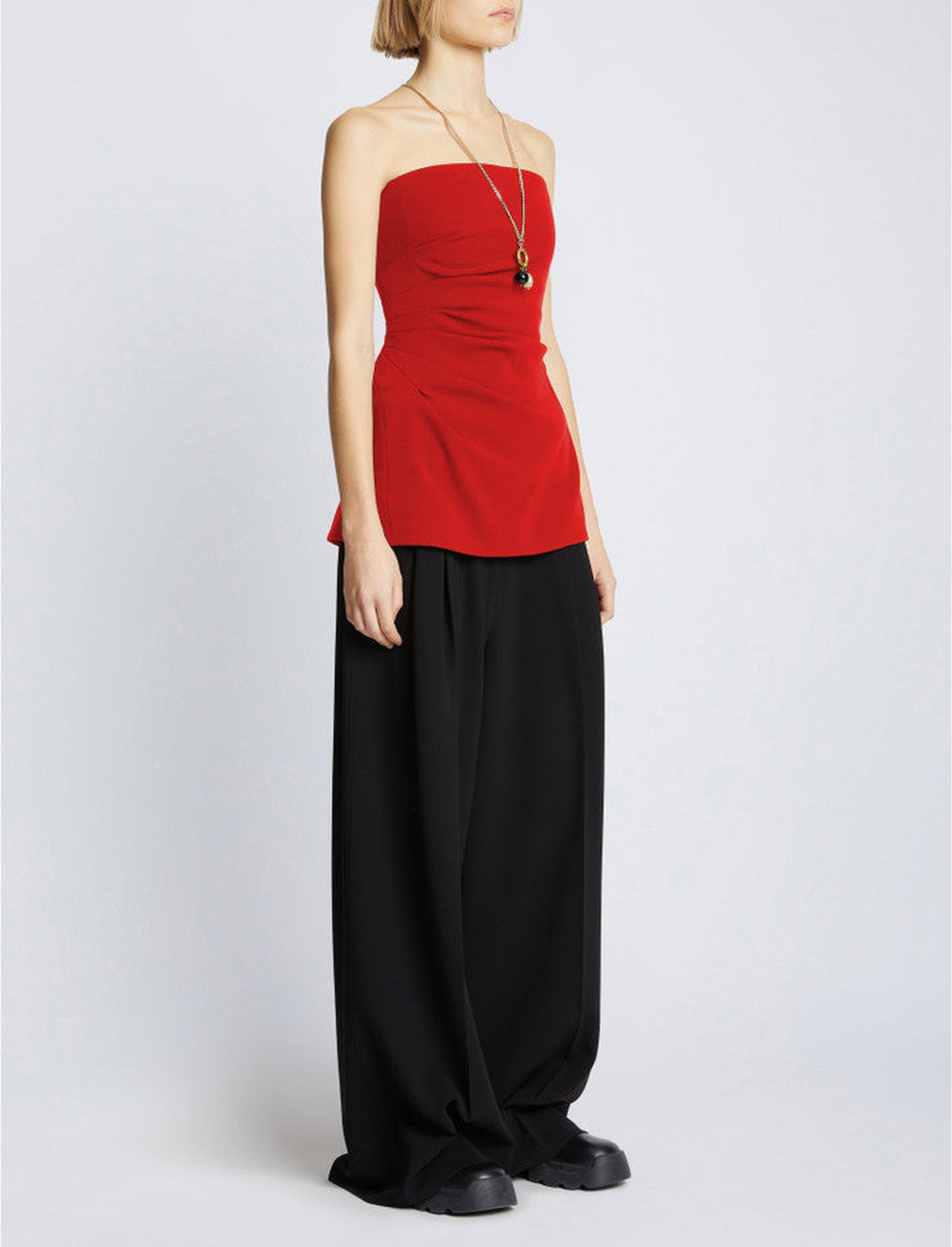 Top bustier à fronces - Red