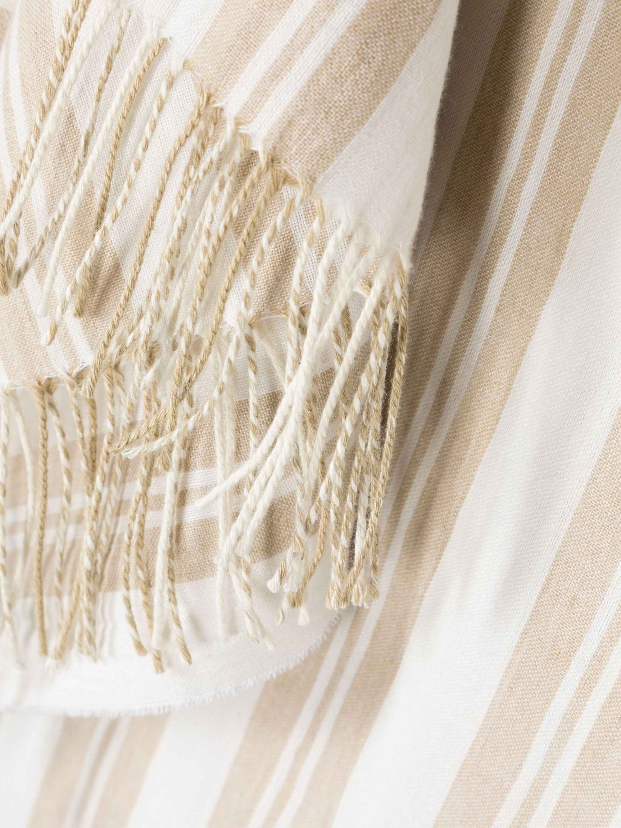 Paréo rayé en lin - Sand Dune & Off White