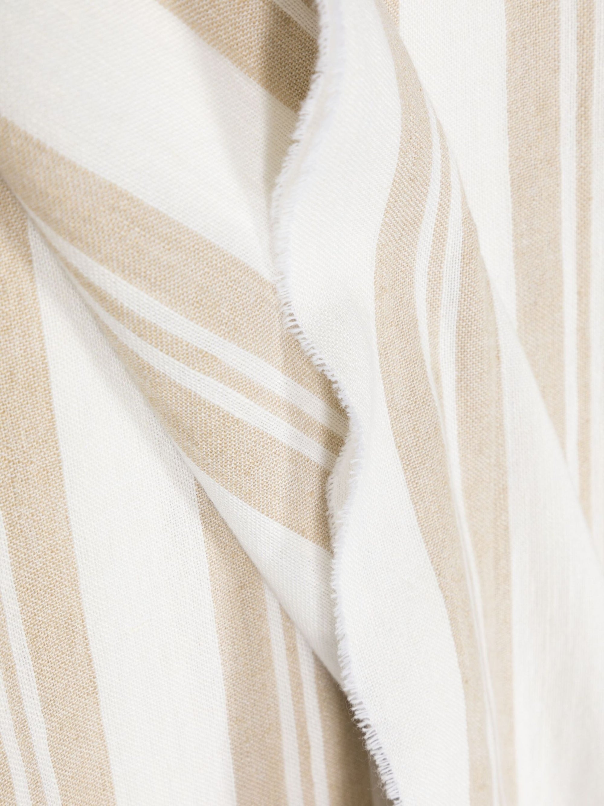Paréo rayé en lin - Sand Dune & Off White