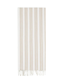 Paréo rayé en lin - Sand Dune & Off White