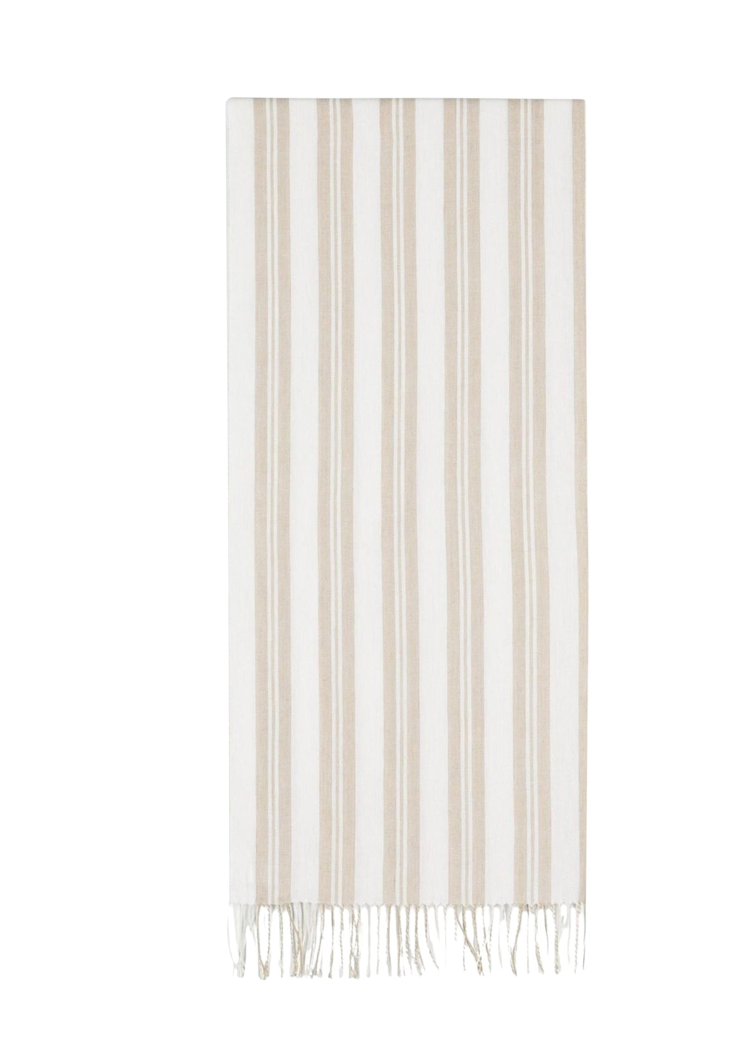 Paréo rayé en lin - Sand Dune & Off White