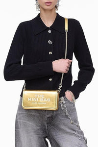 Sac à bandoulière The Mini Bag en cuir - Silver