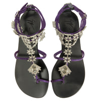 Sandales plates Amira en cuir - Violet