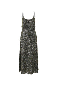 Midi dress in crepe with sequin embroidery details