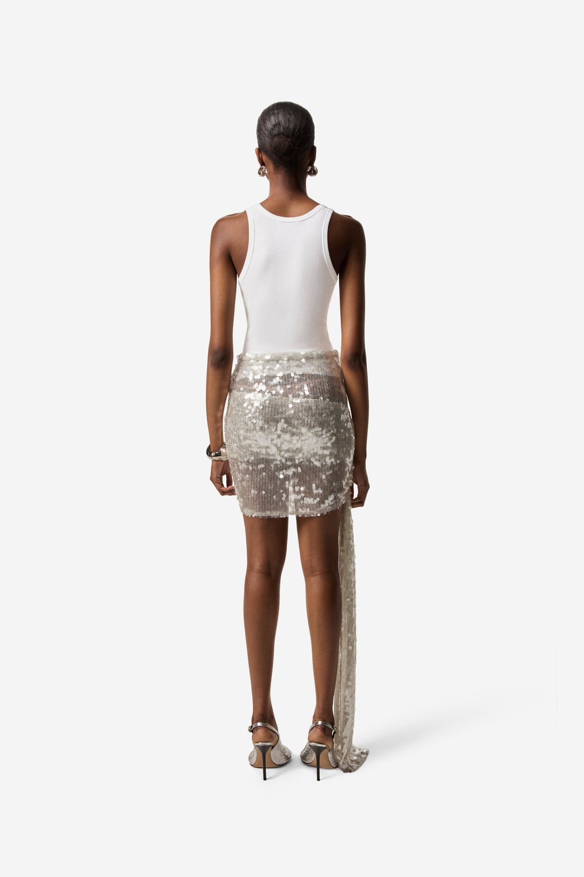 Jupe à sequins nouée - White