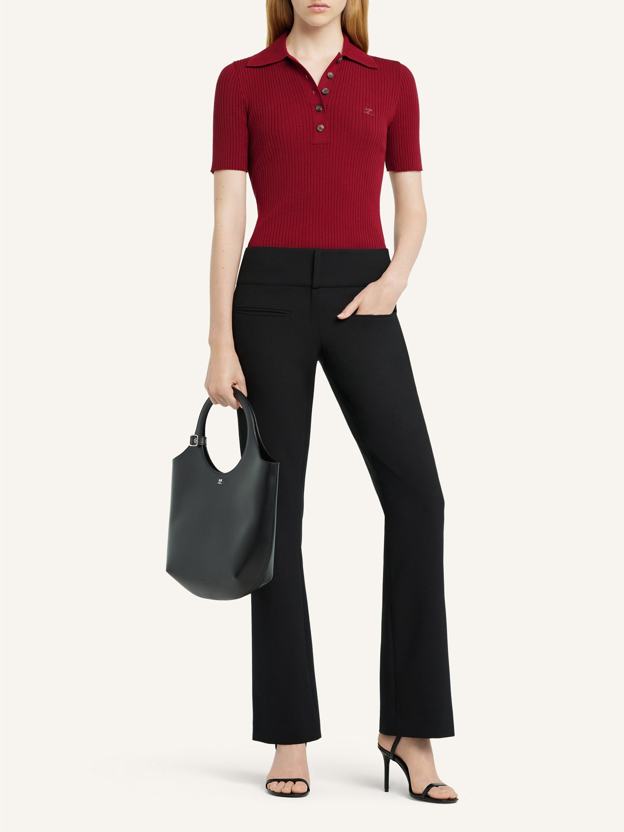 PREMIUM 34pcs NEW / POLO ICONIQUE EN MAILLE CÔTELÉE - Grenat