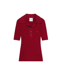 PREMIUM 34pcs NEW / POLO ICONIQUE EN MAILLE CÔTELÉE - Grenat