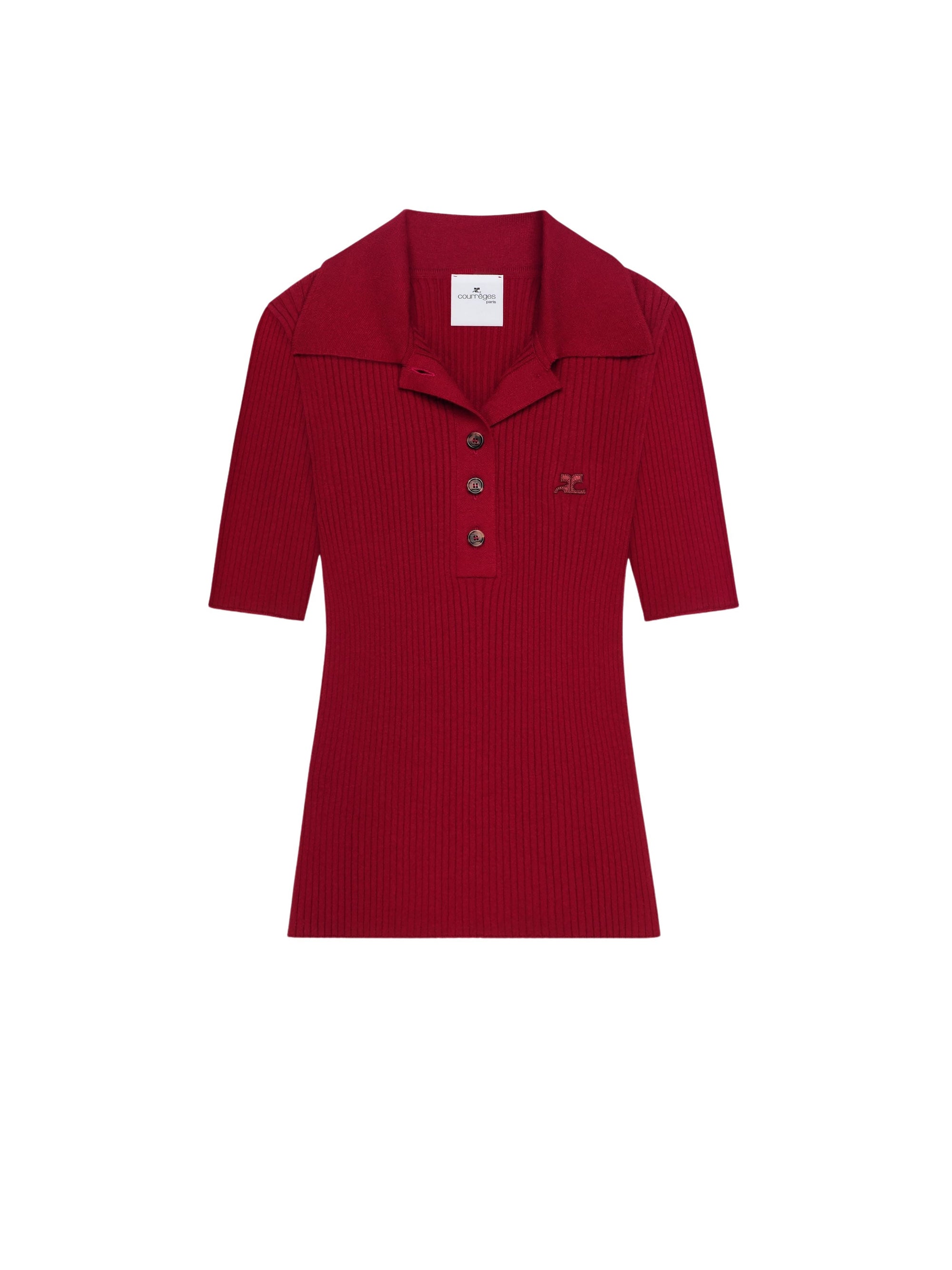 PREMIUM 34pcs NEW / POLO ICONIQUE EN MAILLE CÔTELÉE - Grenat