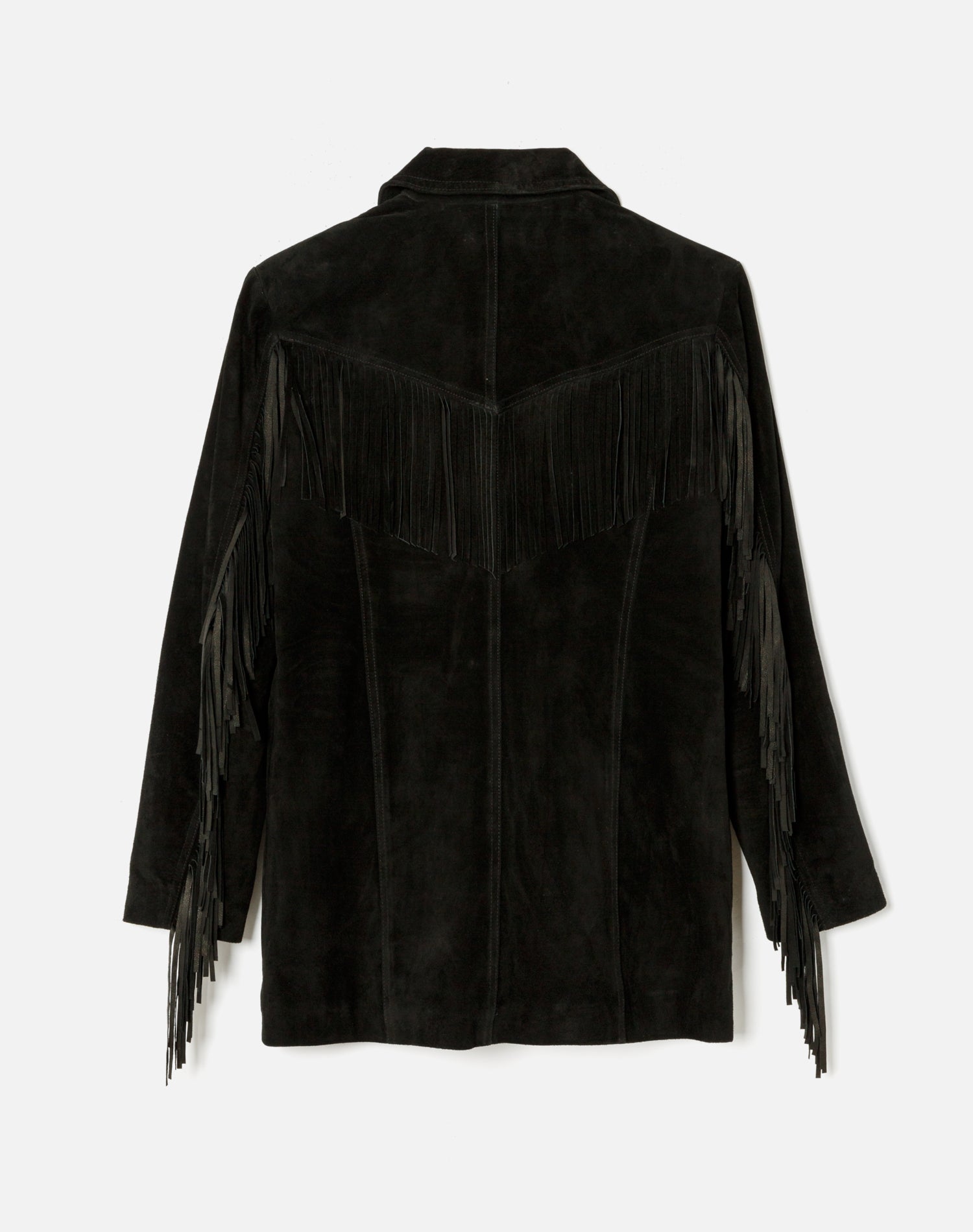 Fringed leather blazer - Black