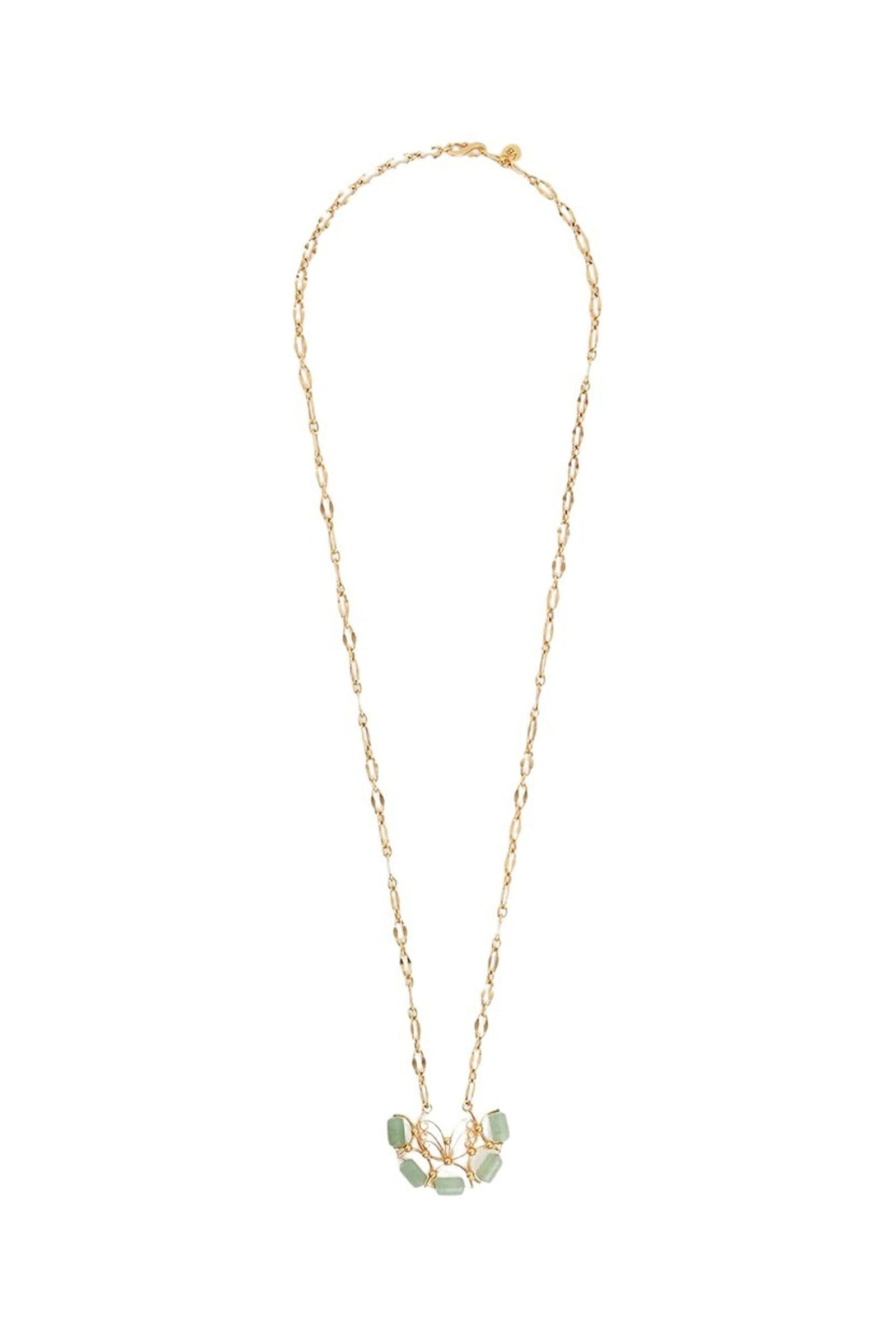 Collier orné de pierres - Vert d'Eau