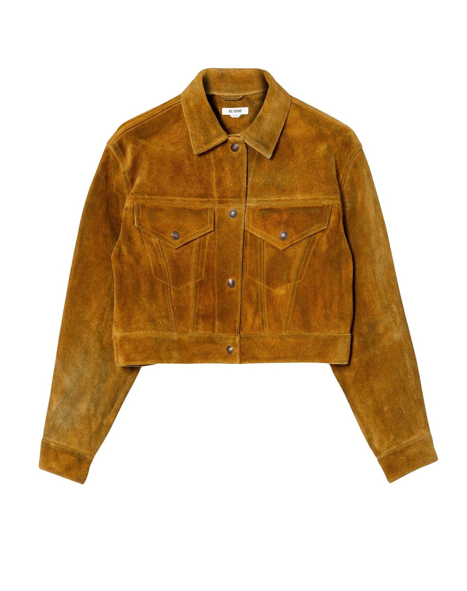 Short fringed leather jacket - Tan Suede
