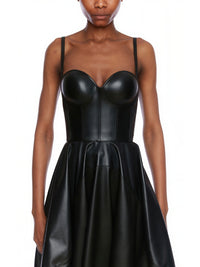 Débardeur corset en cuir - Black