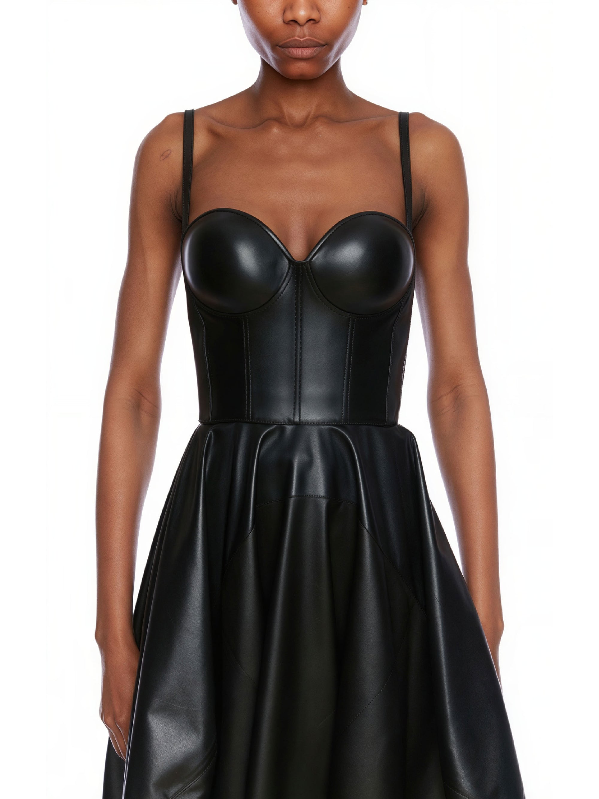 Débardeur corset en cuir - Black