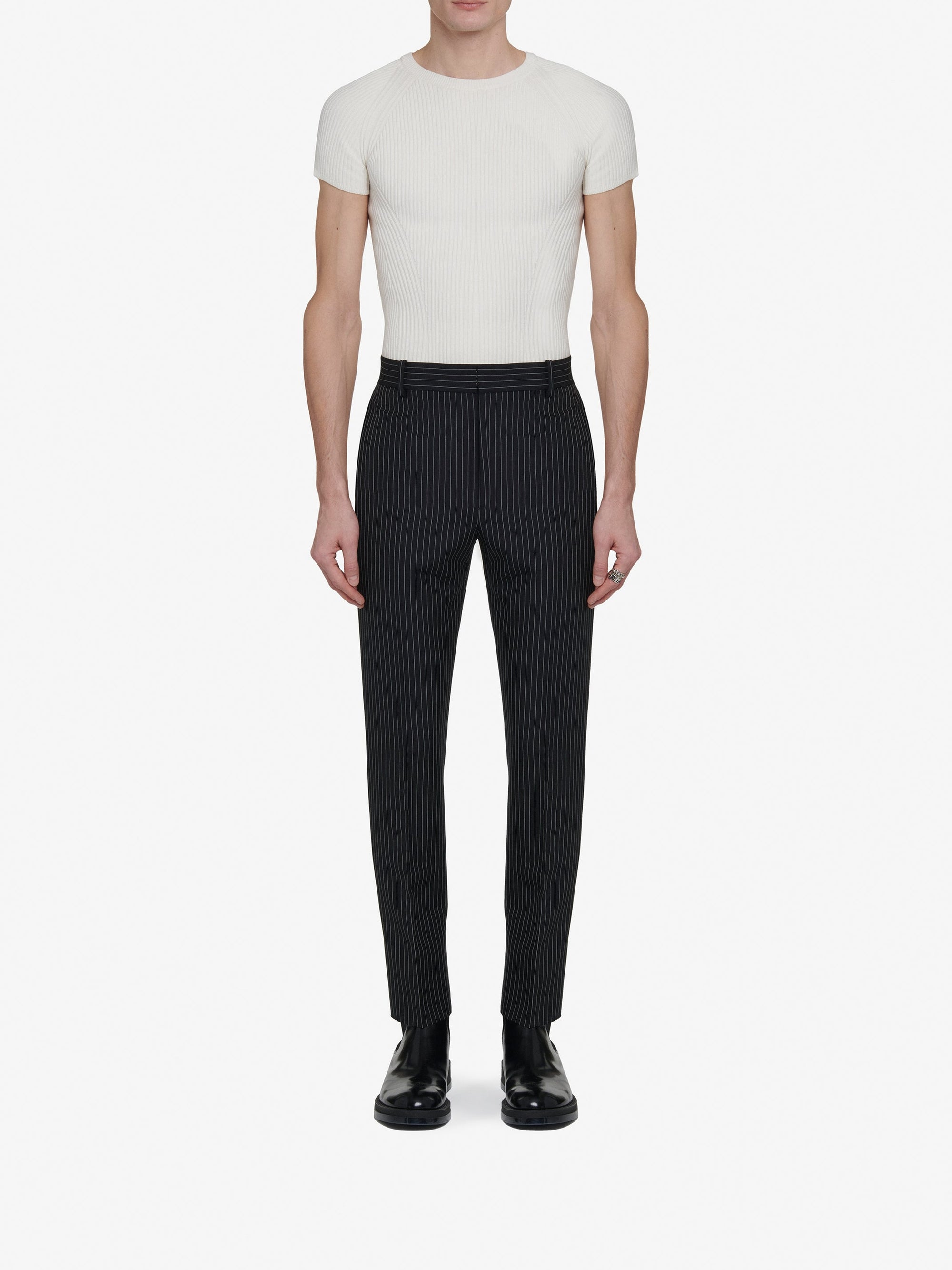 Pantalon slim en laine - Black & White