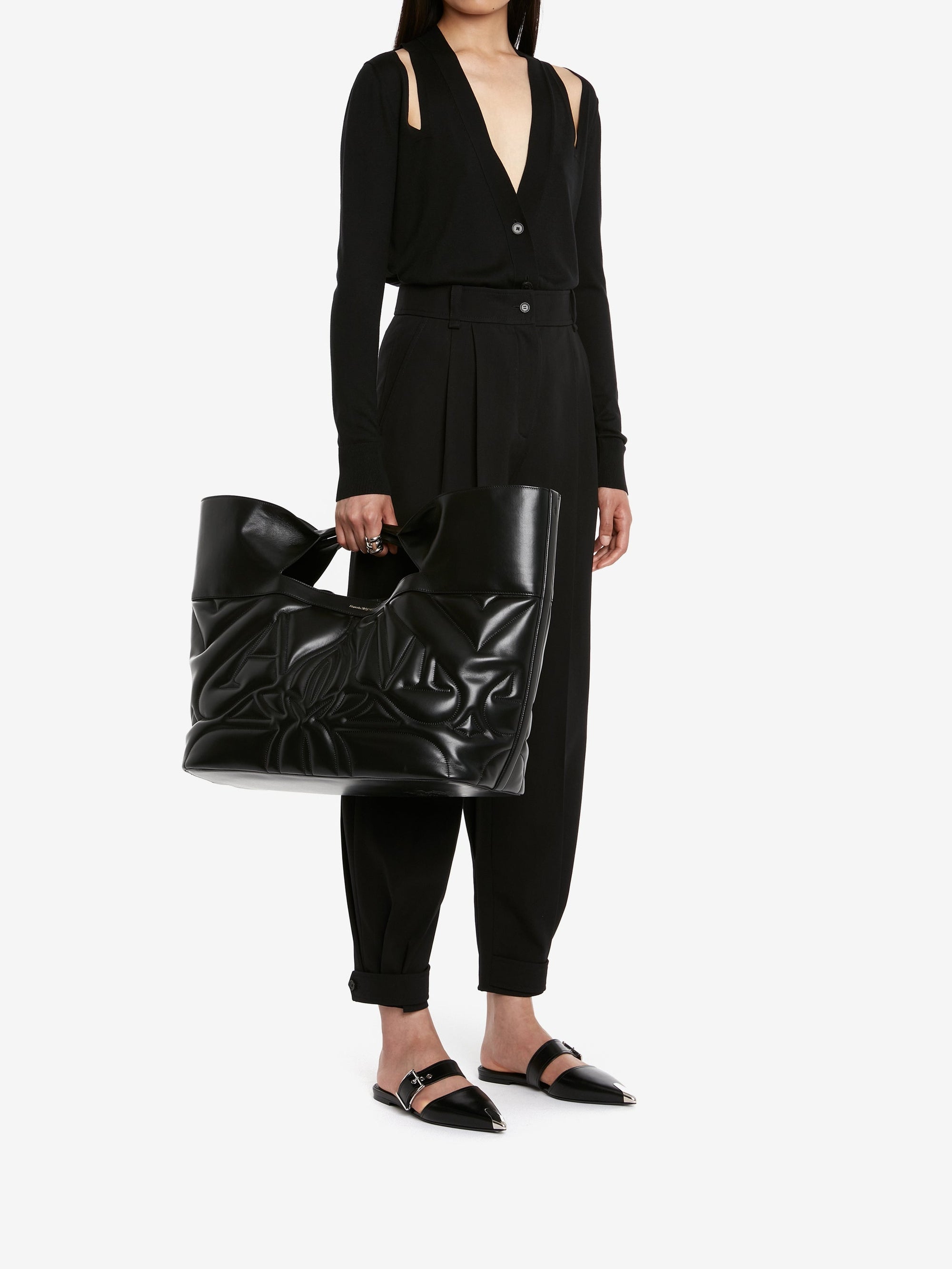 Cardigan à col V en soie - Black
