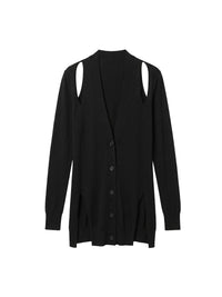 Cardigan à col V en soie - Black