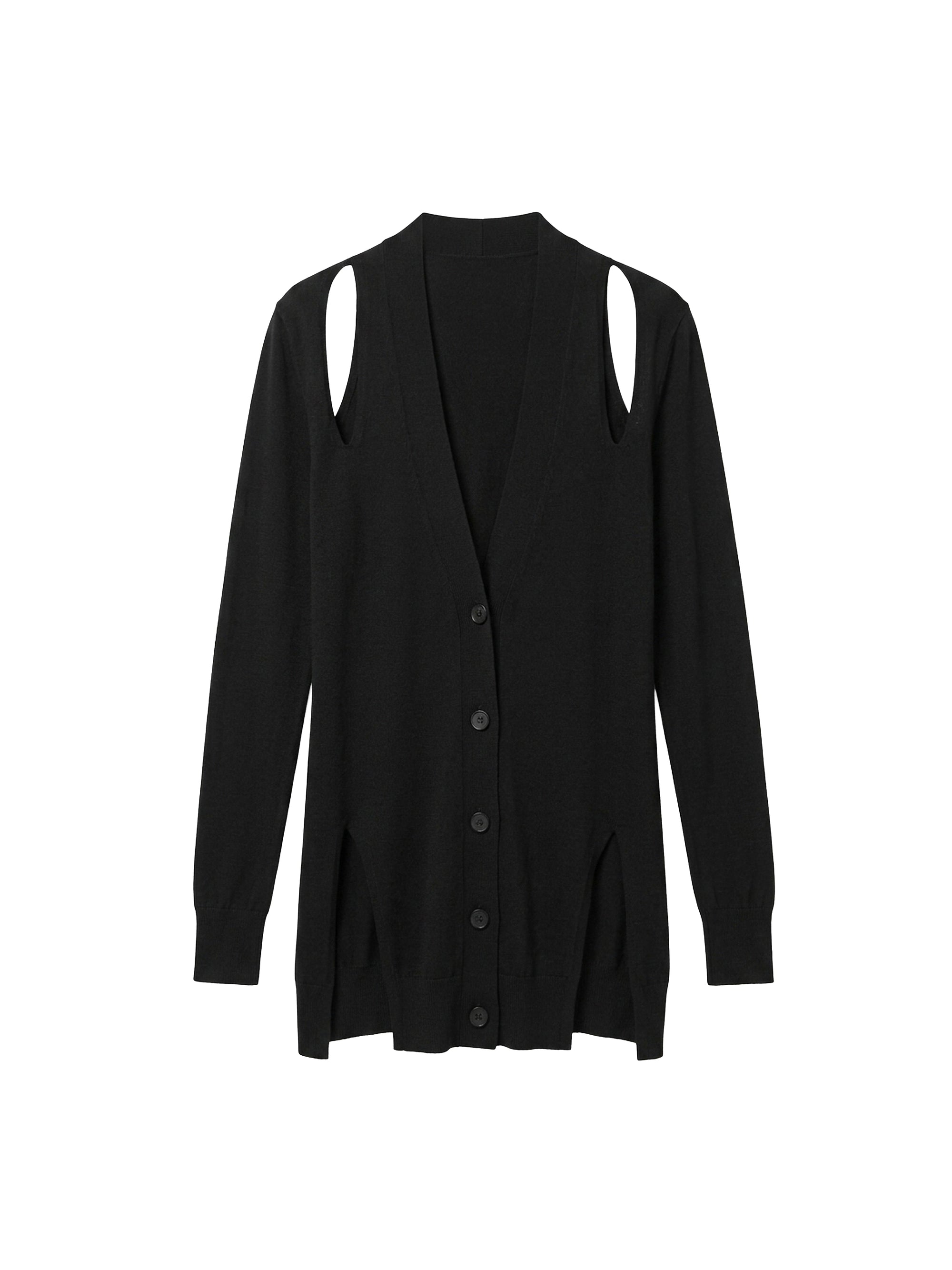 Cardigan à col V en soie - Black