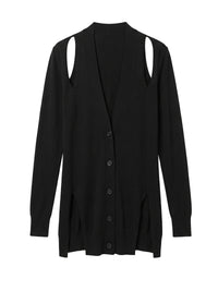 Cardigan à col V en soie - Black