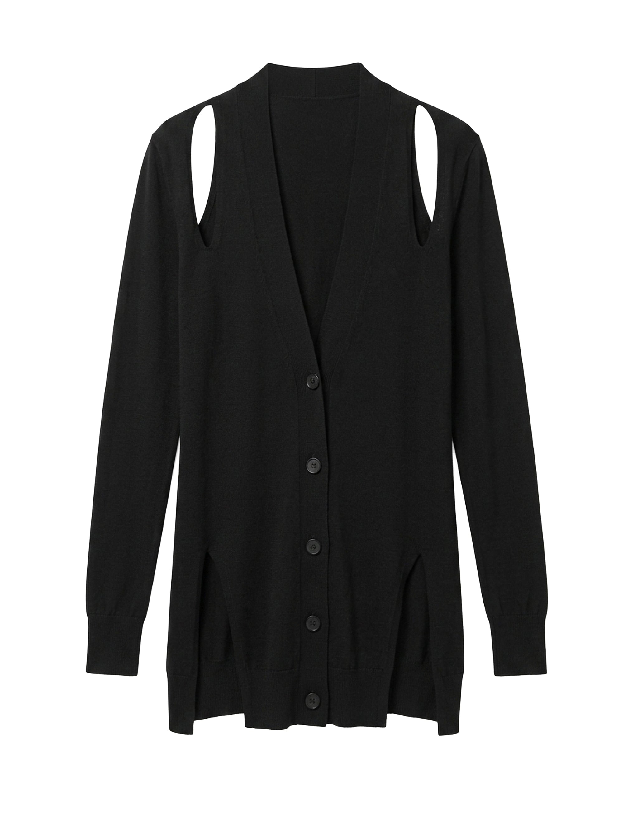 Cardigan à col V en soie - Black