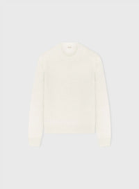 IVORY DAMIER WOOL AND SILK JACQUARD CREWNECK