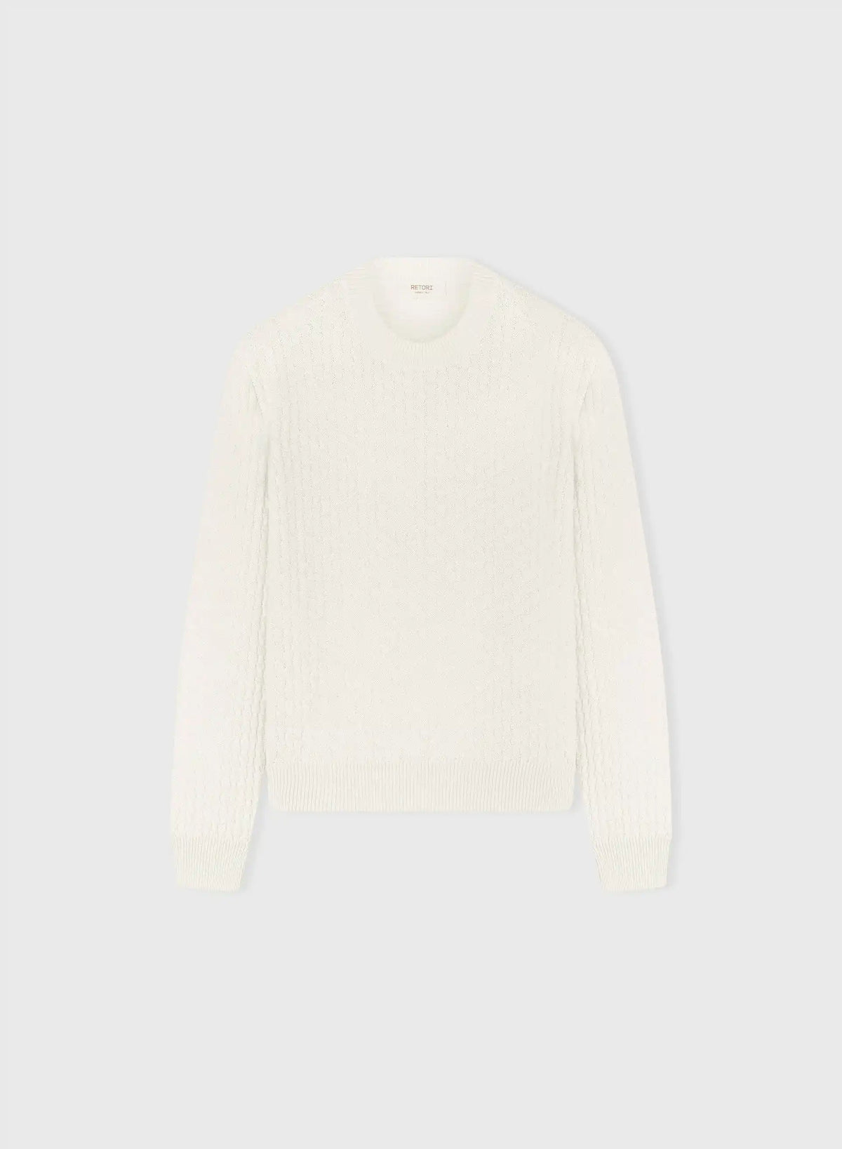 IVORY DAMIER WOOL AND SILK JACQUARD CREWNECK