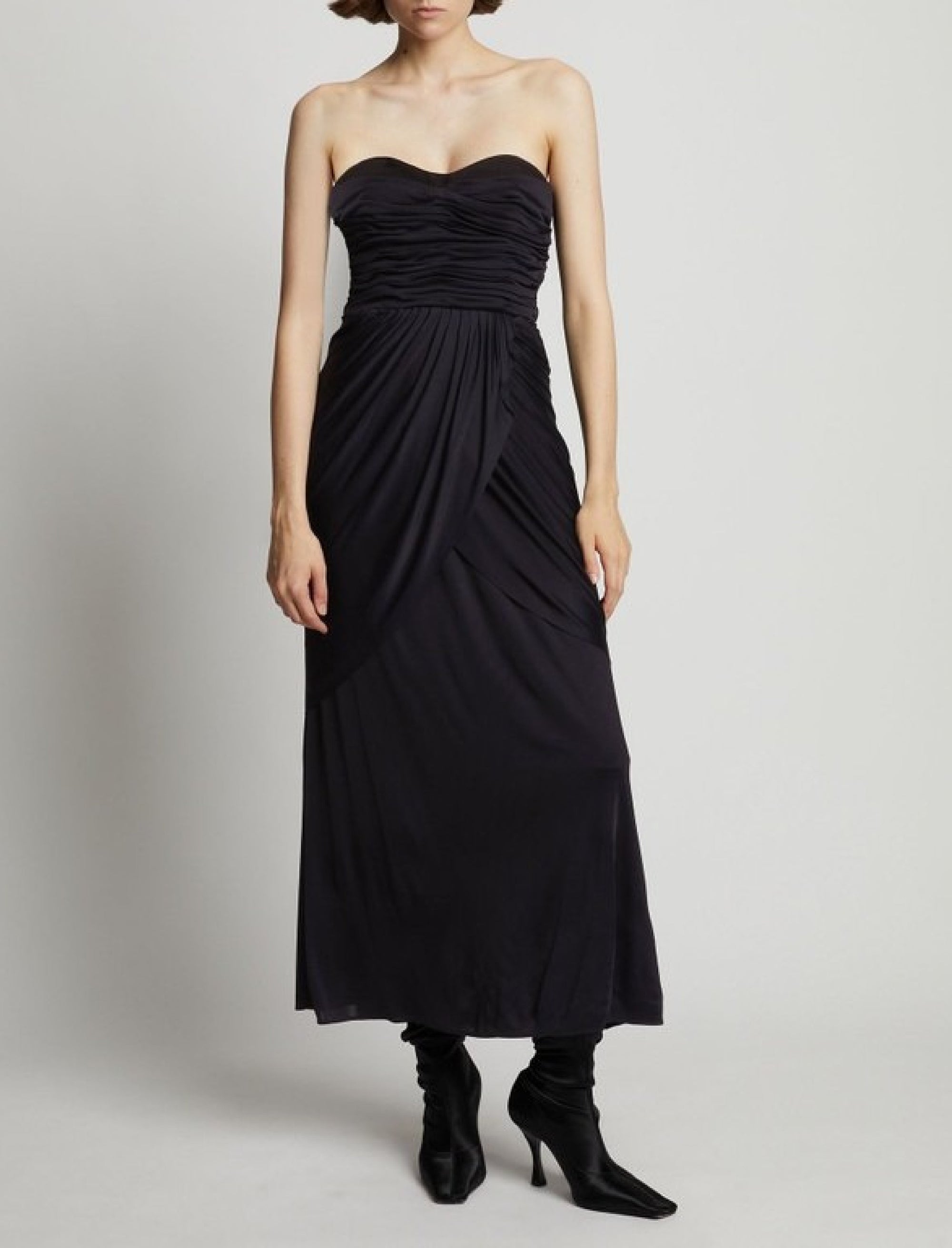 Robe bustier froncée en jersey - Black