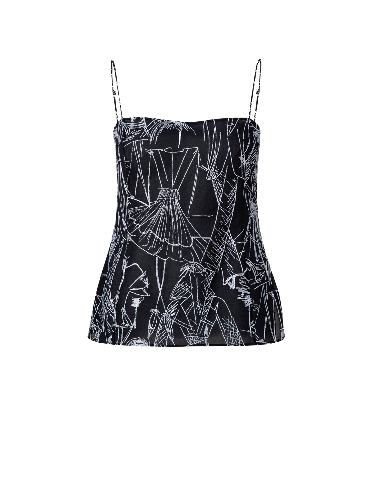 Tulle tank top - Black & Cream