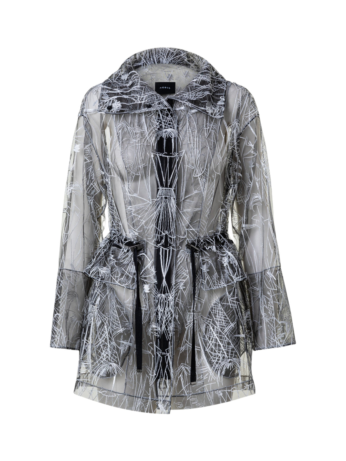 Parka à col montant Valdemar en tulle - Black & Ecru