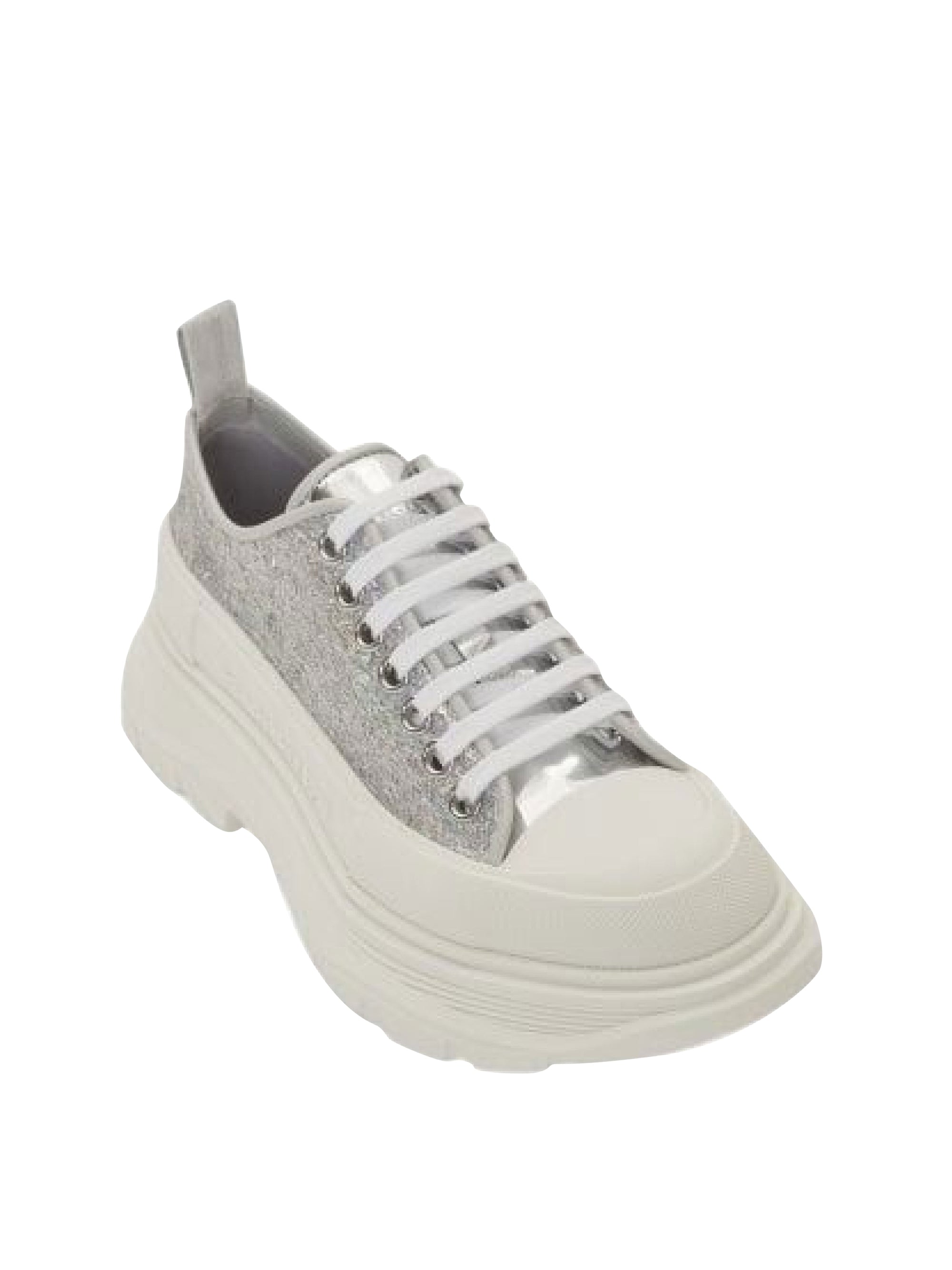 Sneakers à lacets en cuir - Silver