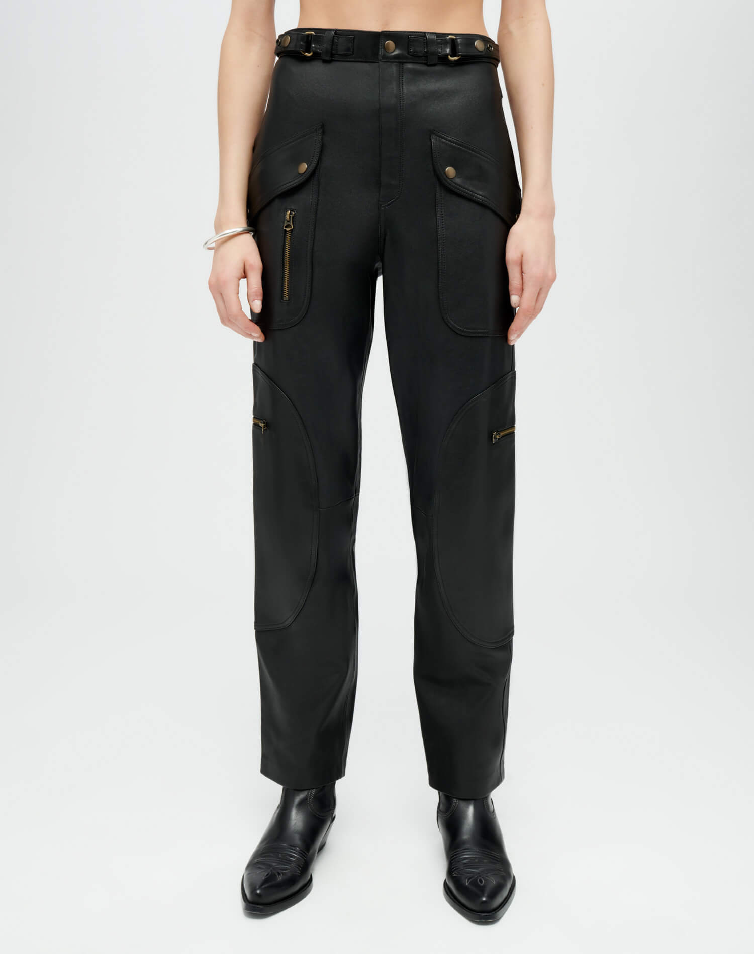 Pantalon effilé en cuir - Black Leather