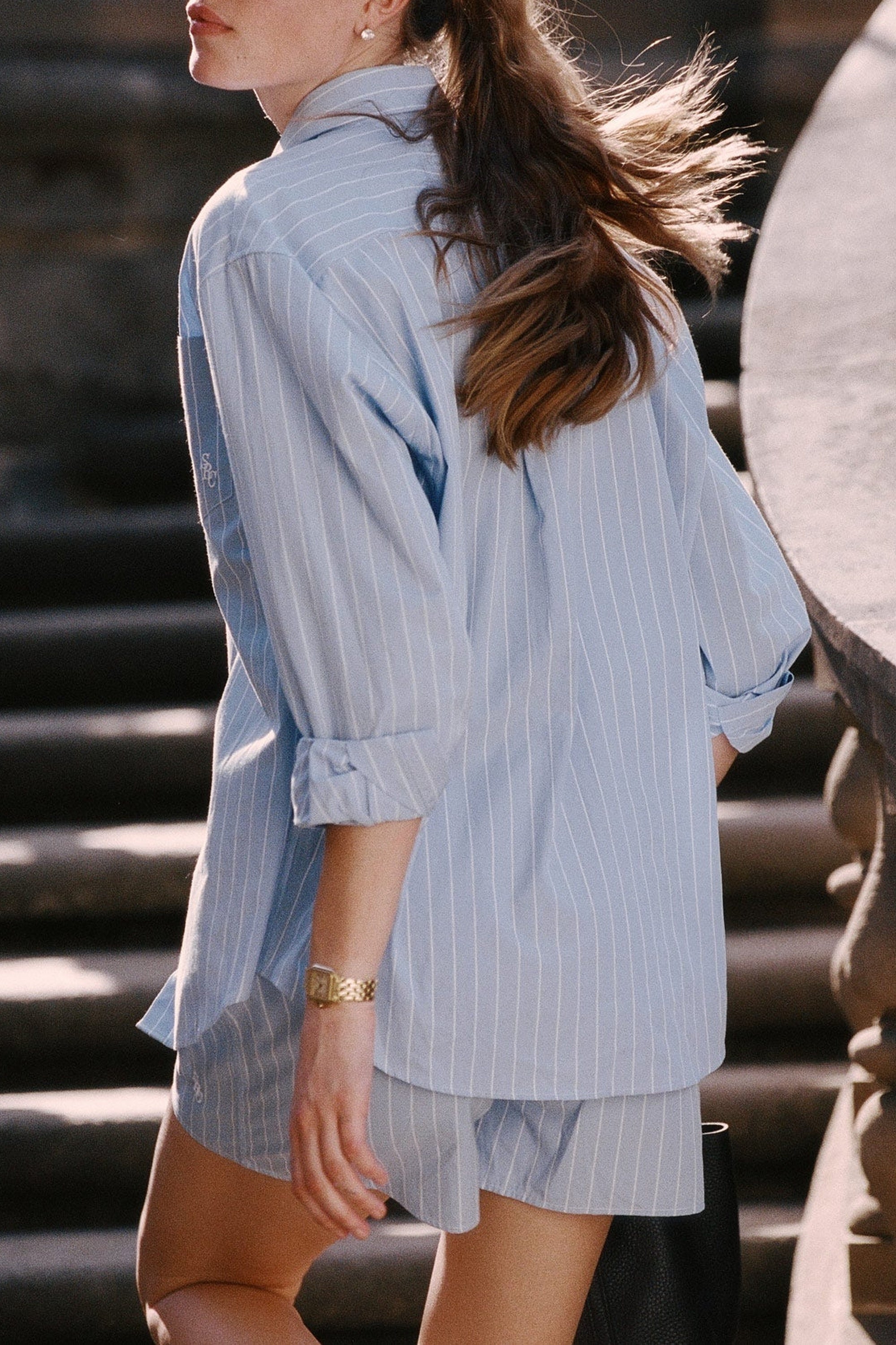 Chemise oversize SRC - Rayures Ciel