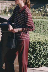 Signature Logo Retro Track Pant - Bordeaux & White