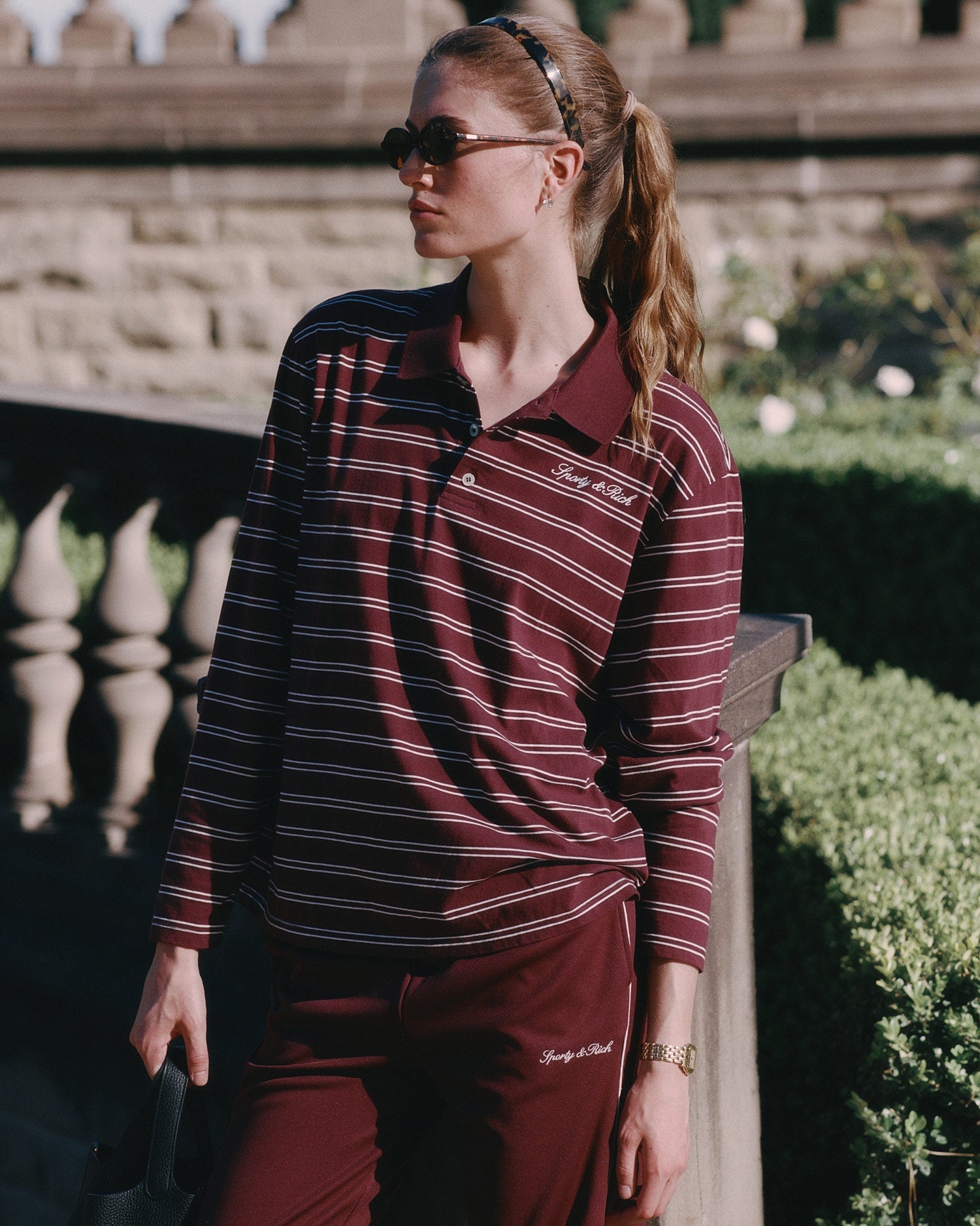 Polo Easy à logo Signature - Bordeaux/Blanc