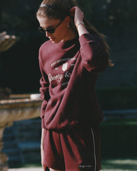 Short de sport rétro Signature Logo House - Bordeaux/Blanc