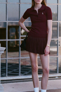 Signature Logo Abigail Skirt - Bordeaux & White