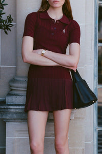 Signature Logo Abigail Skirt - Bordeaux & White